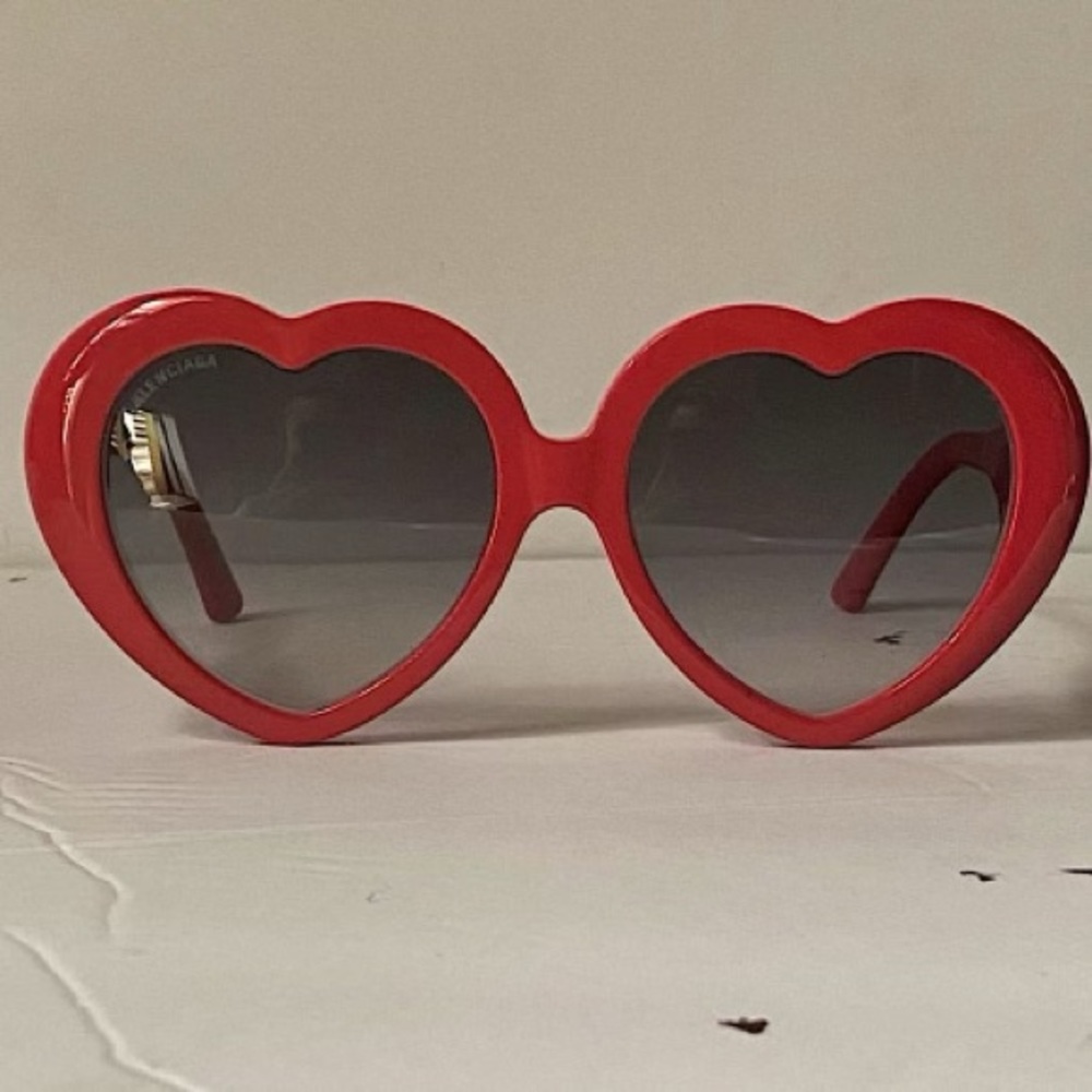 Authentic Balenciaga Red Susi Heart Sunglasses
